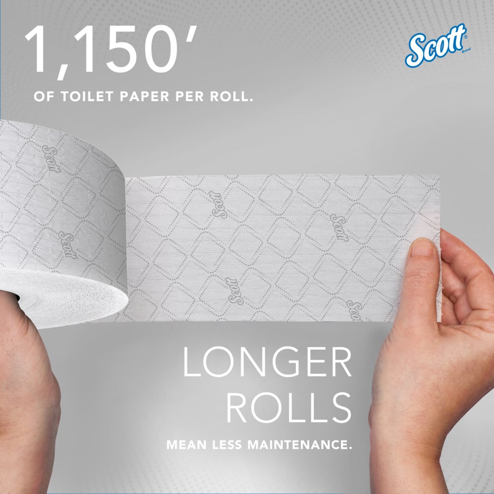 Scott® Coreless High-Capacity Jumbo Roll Toilet Paper (07006), with Elevated Design, 2-Ply, White, (1,150'/Roll, 12 Rolls/Case, 13,800'/Case) - 07006