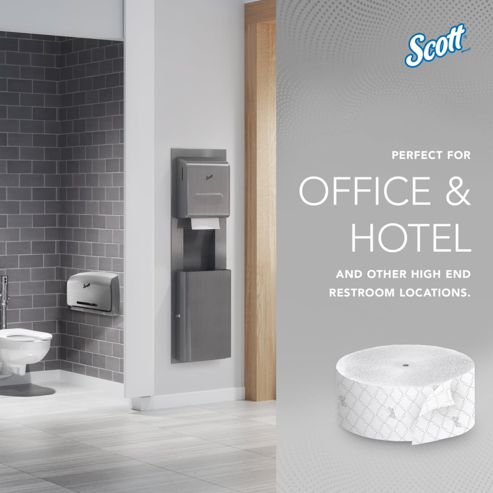 Scott® Coreless High-Capacity Jumbo Roll Toilet Paper (07006), with Elevated Design, 2-Ply, White, (1,150'/Roll, 12 Rolls/Case, 13,800'/Case) - 07006