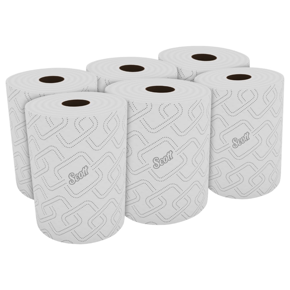 Scott® Slimroll™ Hand Towels 6576 - 2 Ply Paper Towel Rolls - 6 Roll Towels x 125m White, Embossed, Paper Hand Towels (750m Total) - 6576