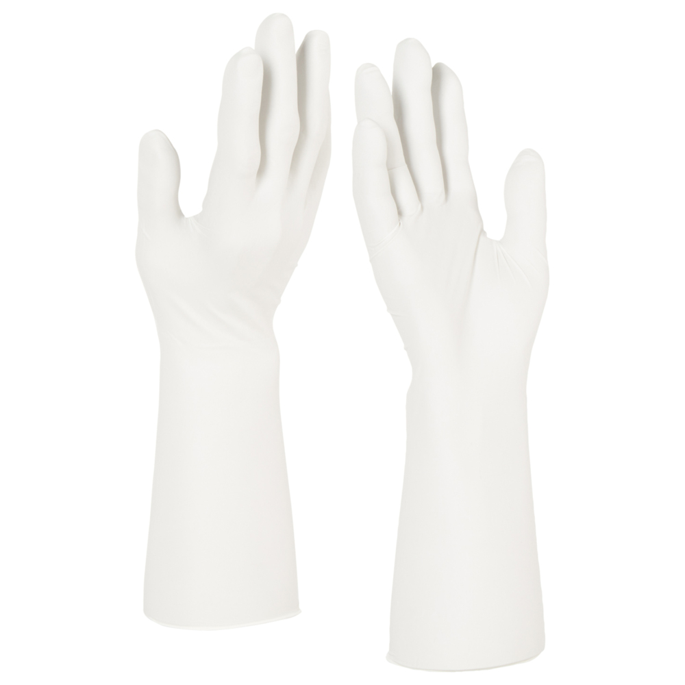 Gants de forme anatomique stériles en nitrile blanc Kimtech™ G3 56889 (anciennement HC61165) - Blanc, taille 6,5, 10 sachets de 20 paires (200 paires / 400 gants), longueur 30,5 cm - 56889