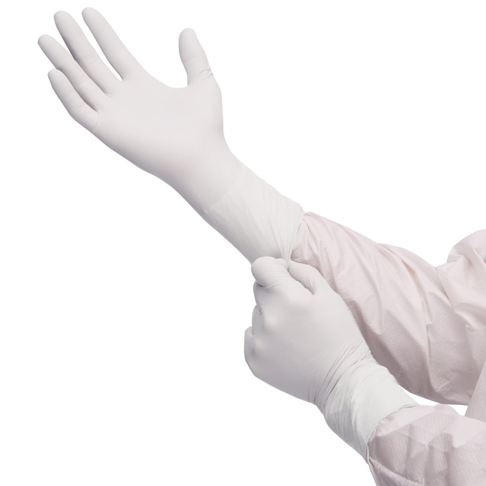 Kimtech™ G3 Sterile White Nitrile Hand Specific Gloves 56893 (Formerly HC61185) - White, Size 8.5, 10 bags x 20 pairs (200 pairs / 400 gloves), length 30.5 cm - 56893