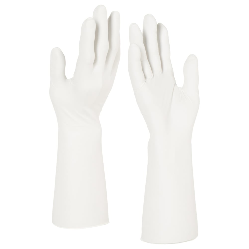 Gants de forme anatomique stériles en nitrile blanc Kimtech™ G3 56894 (anciennement HC61190) - Blanc, taille 9, 10 sachets de 20 paires (200 paires / 400 gants), longueur 30,5 cm - 56894