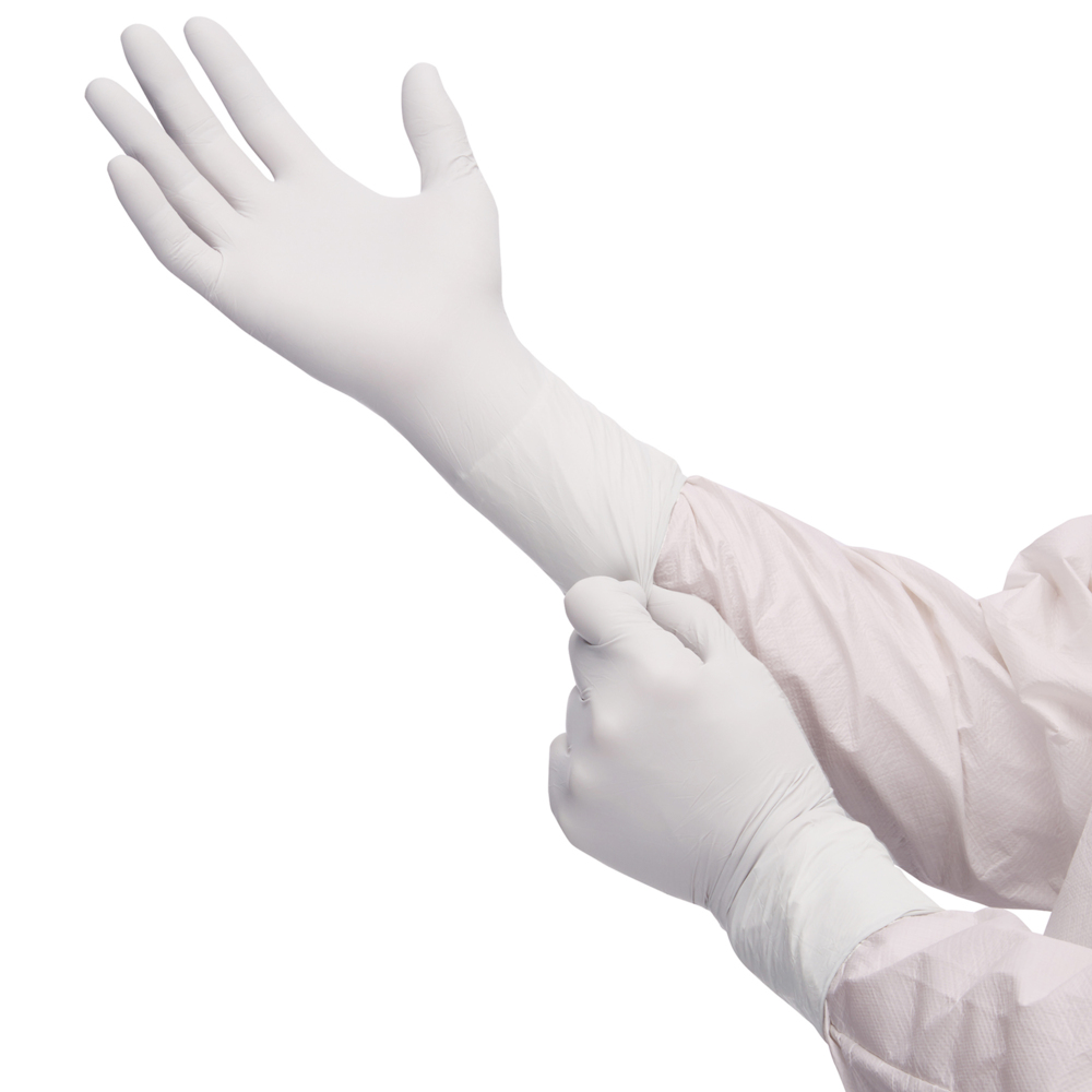 Kimtech™ G3 weiße handspezifische sterile Nitril-Handschuhe 56890 (vorher HC61170) – Weiß, Größe 7, 10 Beutel x 20 Paar (200 Paar/400 Handschuhe), Länge: 30,5 cm - 56890