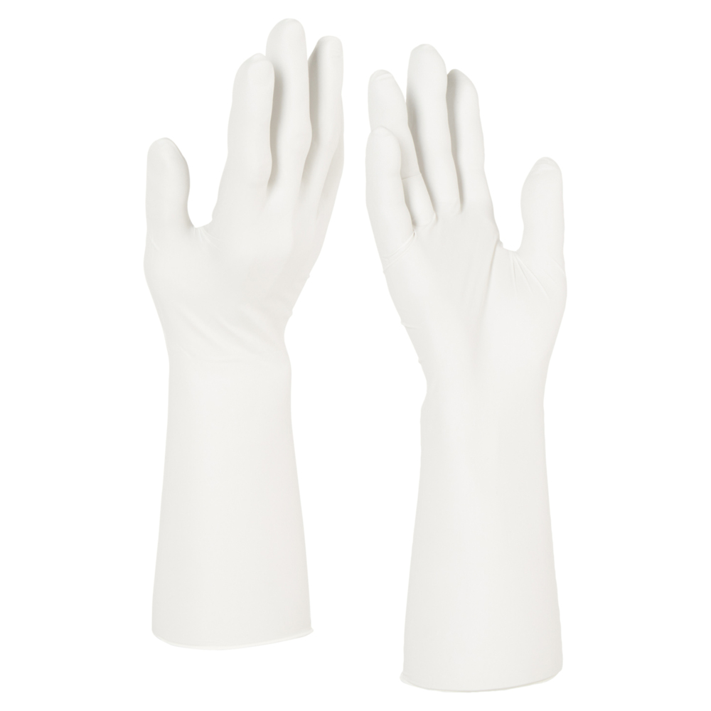 Gants ambidextres blancs en nitrile Kimtech™ G3 56882 (anciennement HC61012) - Blanc, M, 10 sachets de 100 gants (1 000 gants), longueur 30,5 cm - 56882