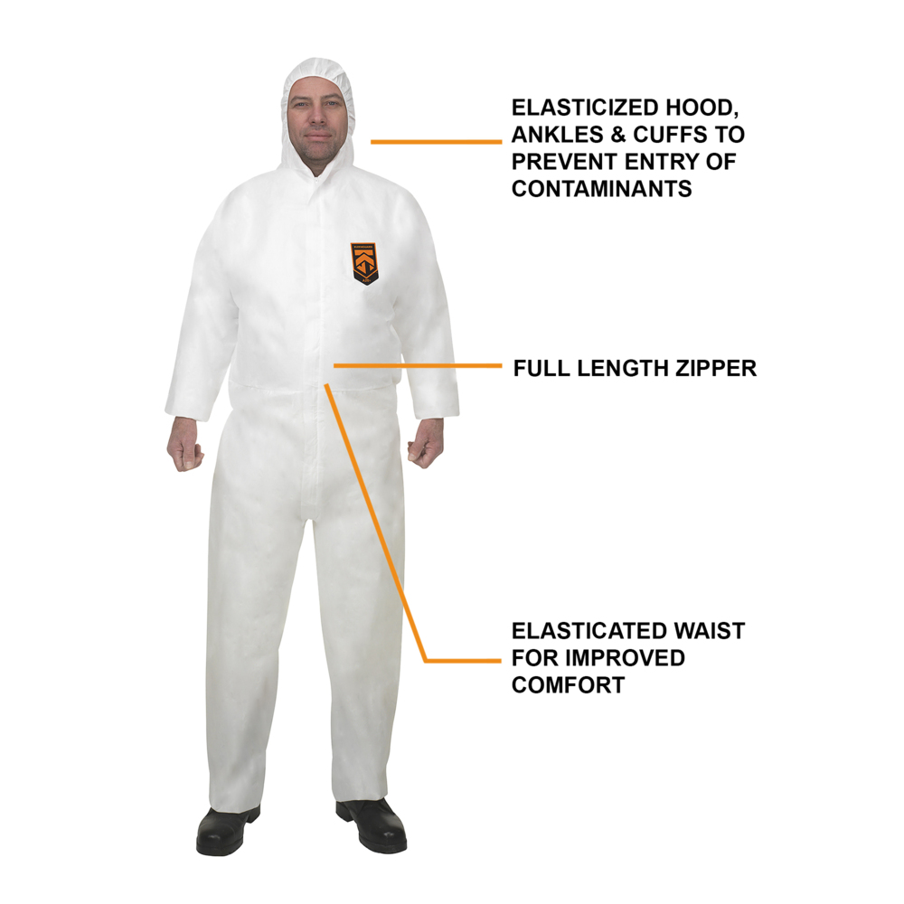 KleenGuard® A20 ademende, deeltjesbeschermende overalls met capuchon 95160 - PBM - 25 x witte overalls voor eenmalig gebruik in maat M - 95160