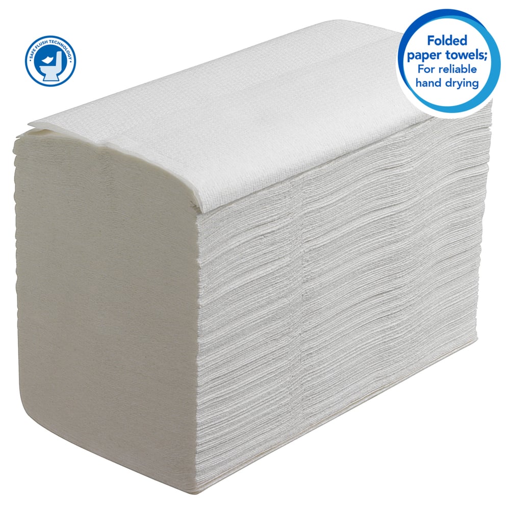 Scott® Control™ Смываемые сложенные полотенца для рук, код 6659, 15 упаковок x 322 белых однослойных полотенец (итого 4830 шт.) - 6659