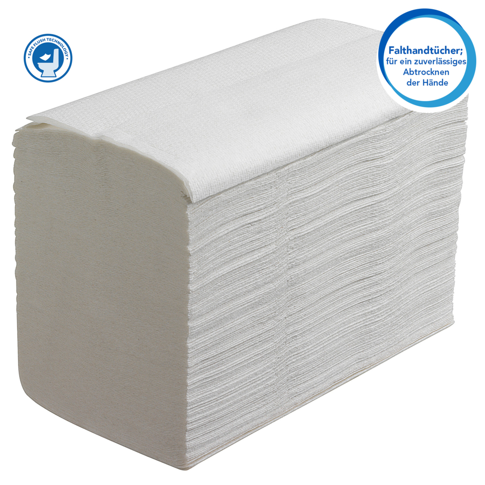 Scott® Control™ Смываемые сложенные полотенца для рук, код 6659, 15 упаковок x 322 белых однослойных полотенец (итого 4830 шт.) - 6659