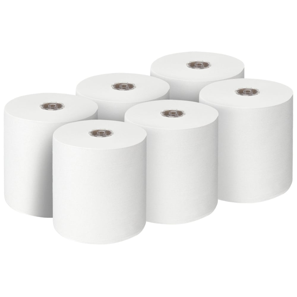 Scott® Control™ Rolled Hand Towels 6699 - 2 Ply Disposable Paper Towels - 6 Paper Towel Rolls x 200m White Paper Hand Towels (1,200m Total) - 6699