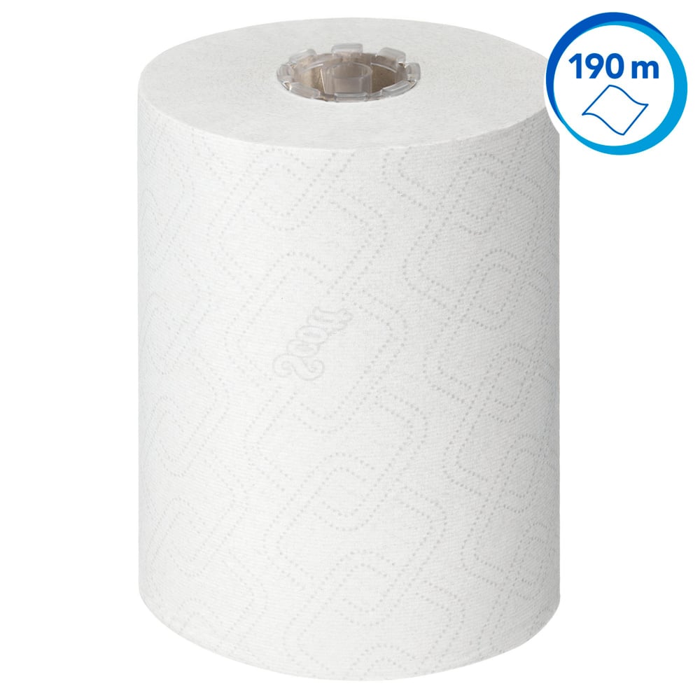 Essuie-mains roulés Scott® Essential™ Slimroll™ 6695 - Essuie-mains roulés en papier - 6 x rouleaux d'essuie-mains en papier blanc de 190 m (1 140 m au total) - 6695