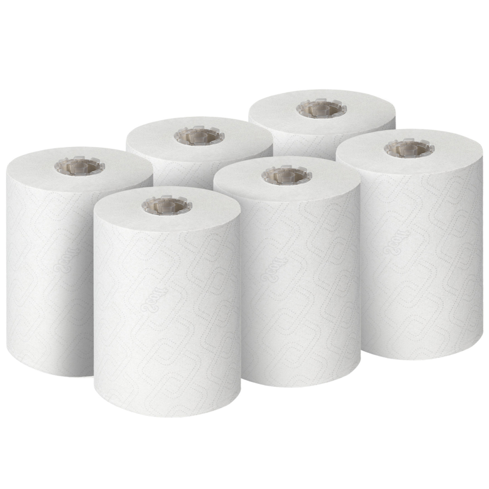 Scott® Essential™ Slimroll™ Рулонные бумажные полотенца для рук, код 6695, 6 рулонов x 190 м белой, однослойной бумаги (всего 1140 м) - 6695