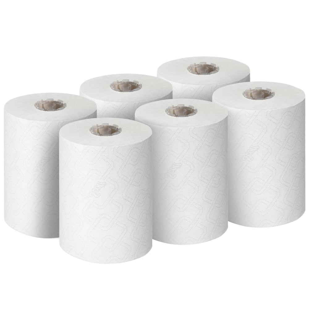 Essuie-mains roulés Scott® Essential™ Slimroll™ 6695 - Essuie-mains roulés en papier - 6 x rouleaux d'essuie-mains en papier blanc de 190 m (1 140 m au total) - 6695