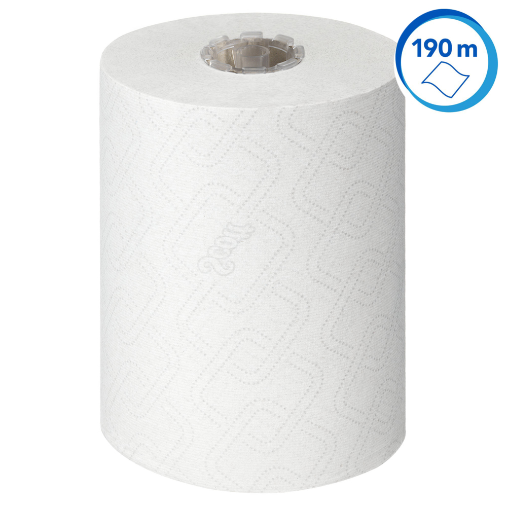 Essuie-mains roulés Scott® Essential™ Slimroll™ 6695 - Essuie-mains roulés en papier - 6 x rouleaux d'essuie-mains en papier blanc de 190 m (1 140 m au total) - 6695