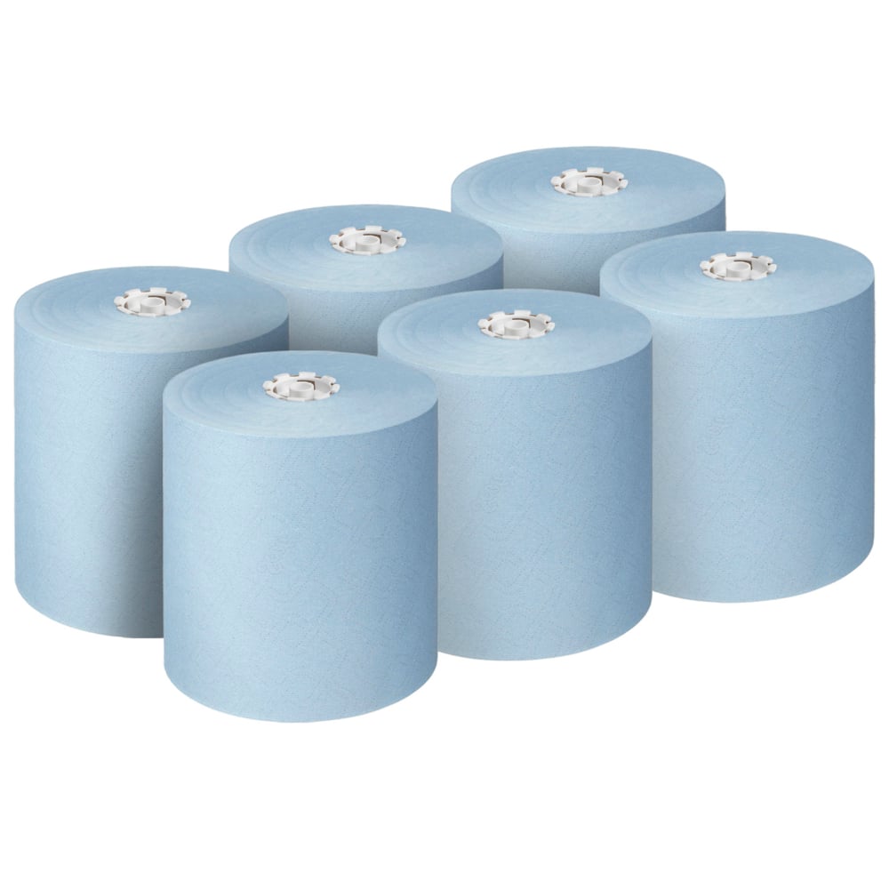 Essuie-mains roulés Scott® Essential™ 6692 - Essuie-mains en papier bleu -  6 x rouleaux