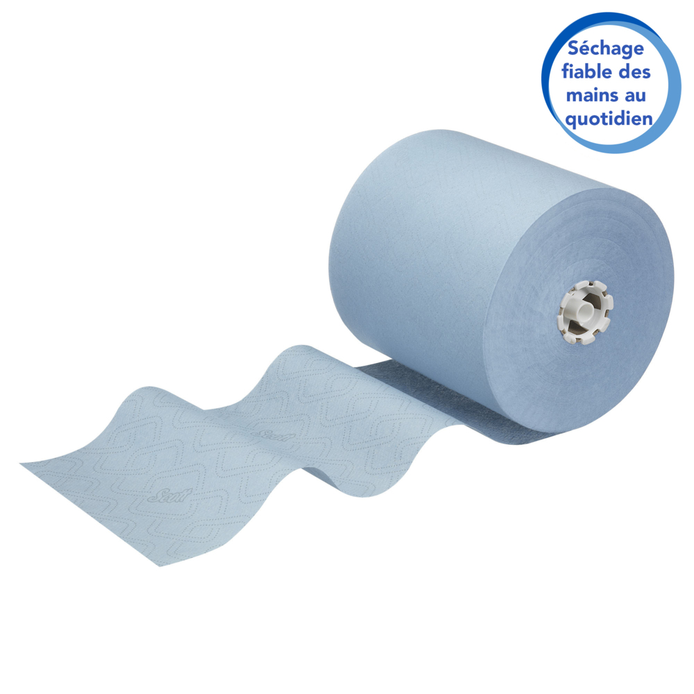 Essuie-mains roulés Scott® Essential™ 6692 - Essuie-mains en papier bleu - 6 x rouleaux de 350 m d'essuie-mains en papier (2 100m au total) - 6692