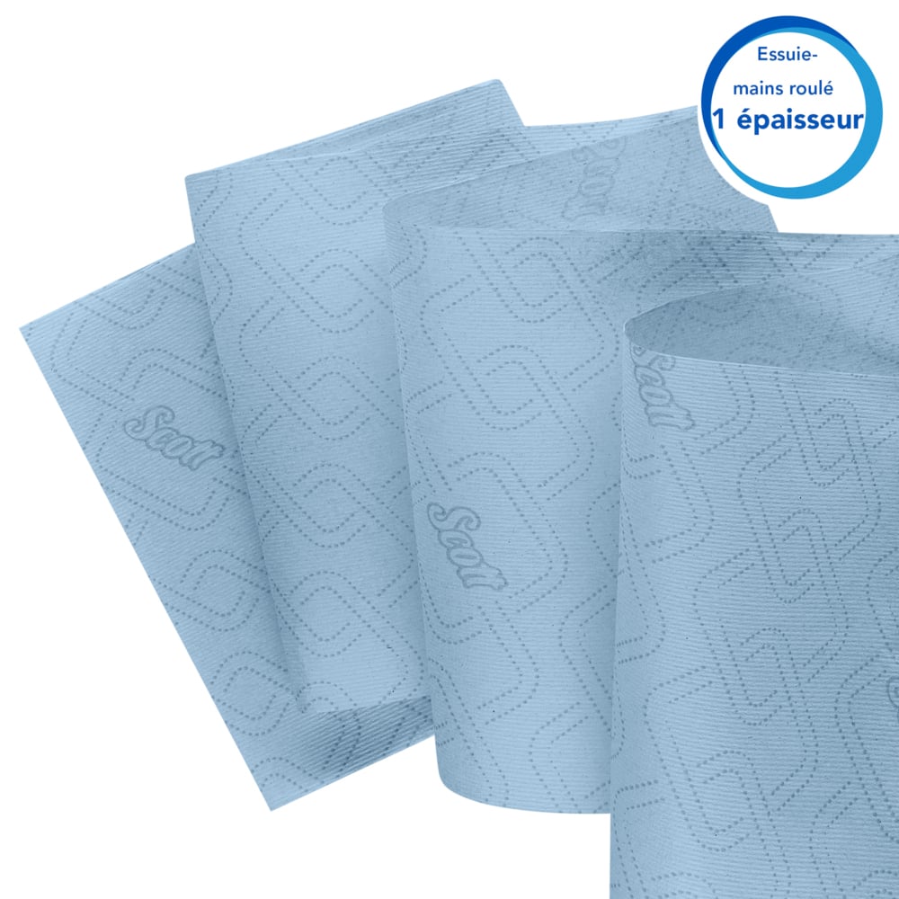 Essuie-mains roulés Scott® Essential™ 6692 - Essuie-mains en papier bleu - 6 x rouleaux de 350 m d'essuie-mains en papier (2 100m au total) - 6692