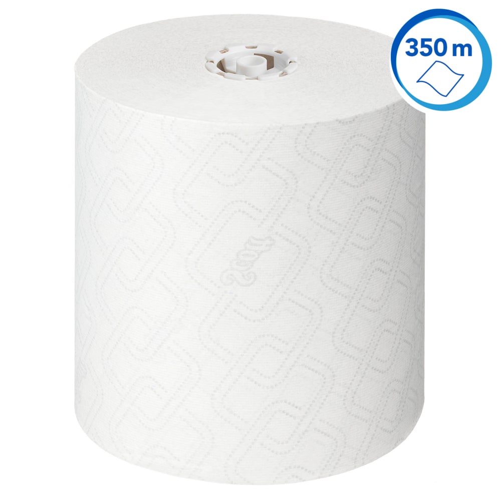 Scott® Essential™ Рулонные бумажные полотенца для рук, код 6691, 6 рулонов x 350 м белой однослойной бумаги (всего 2100 м) - 6691