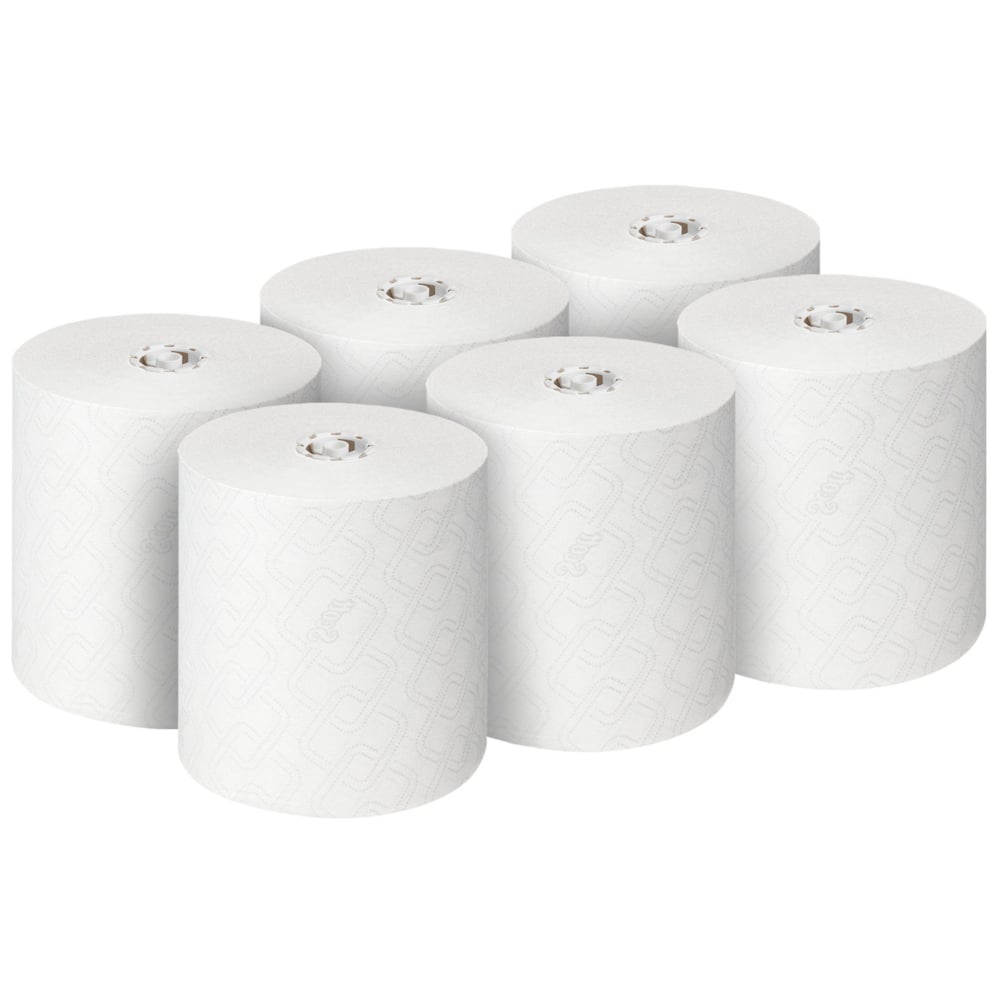 Scott® Essential™ Rolled Hand Towels 6691 - Rolled Paper Towels - 6 x 350m White Paper Towel Rolls (2,100m total) - 6691