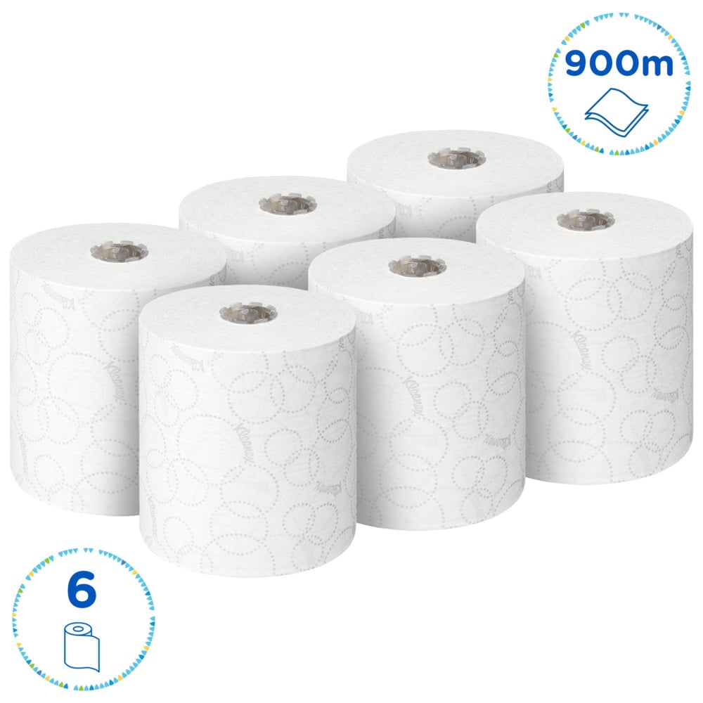 Kleenex® Ultra™ papieren handdoeken op rol 6780 - 2-laagse handdoeken op rol - 6 witte papieren handdoekrollen van 150 m - 6780