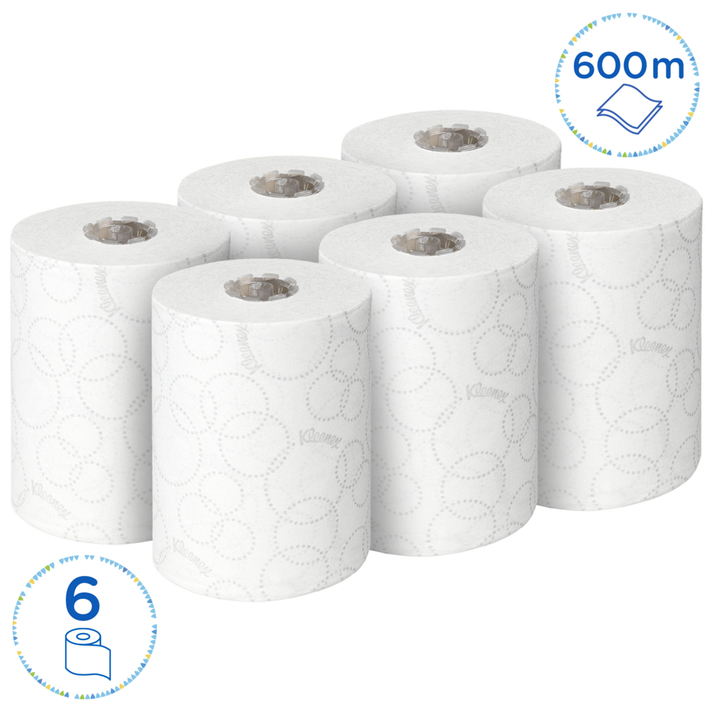 Essuie-mains roulés Kleenex® Ultra™ Slimroll™ 6781 - Essuie-mains roulés 2 épaisseurs - 6 x rouleaux d'essuie-mains en papier blanc de 100 m - 6781