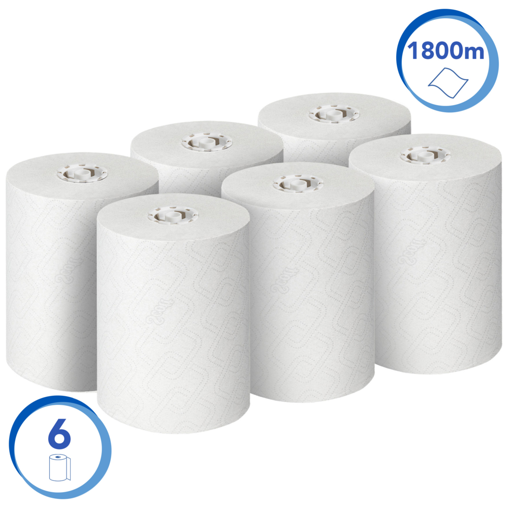 Essuie-mains roulés extra-résistants Scott® Control™ 6626 - Essuie-mains en papier - 6 x rouleaux de 300 m d'essuie-mains en papier blanc (1 800 m au total) - 6626