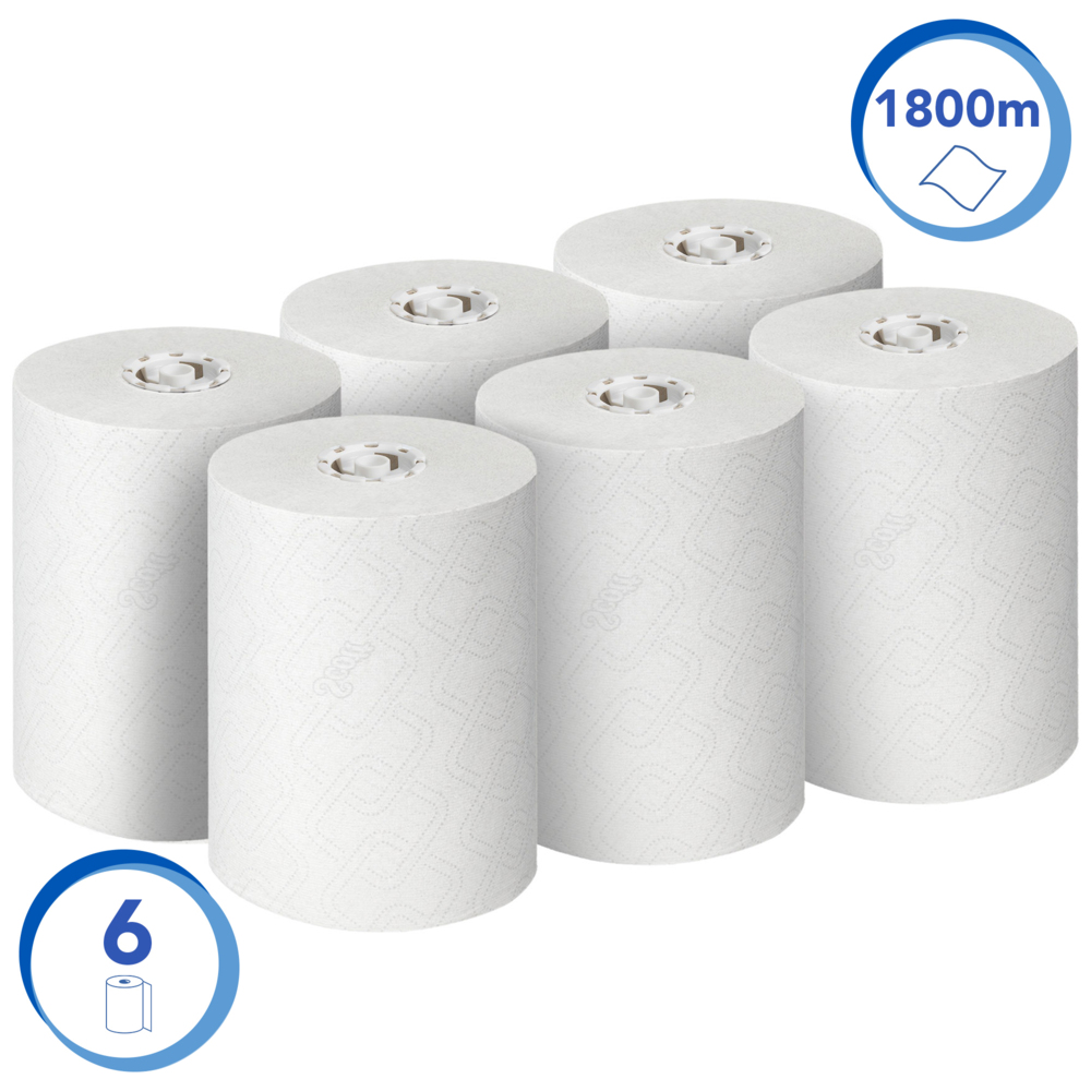 Scott® Control™ extra sterke papieren handdoeken op rol 6626 - papieren handdoeken - 6 x 300 m rol van witte papieren handdoek (in totaal 1800 m) - 6626