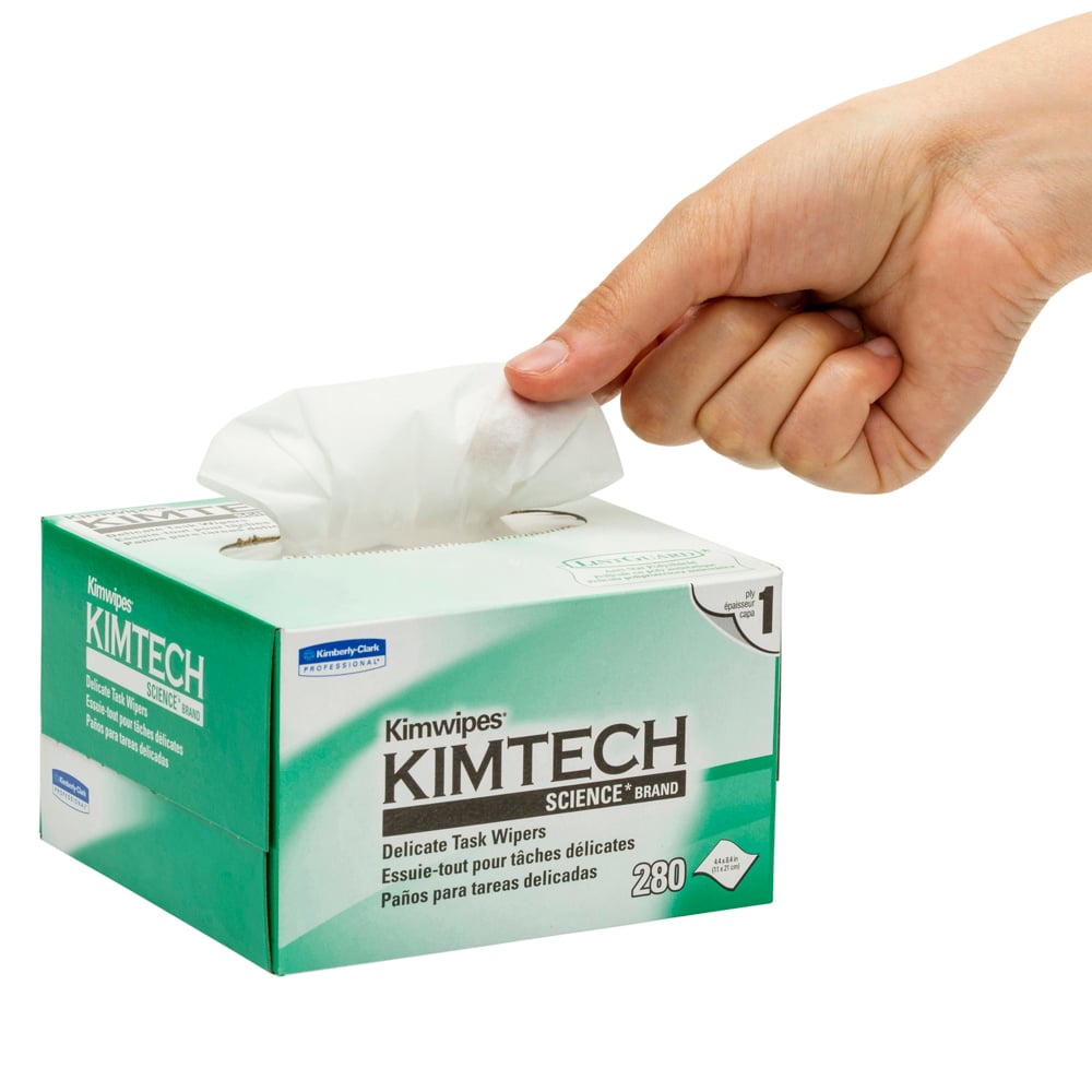 ผ้าเช็ดทำความสะอาดสำหรับงานที่บอบบาง Kimtech Science® (34120), สีขาว 1 ชั้น, 30 กล่อง / ลัง, 280 ผืน / กล่อง (8400 ผืน) - 991034120