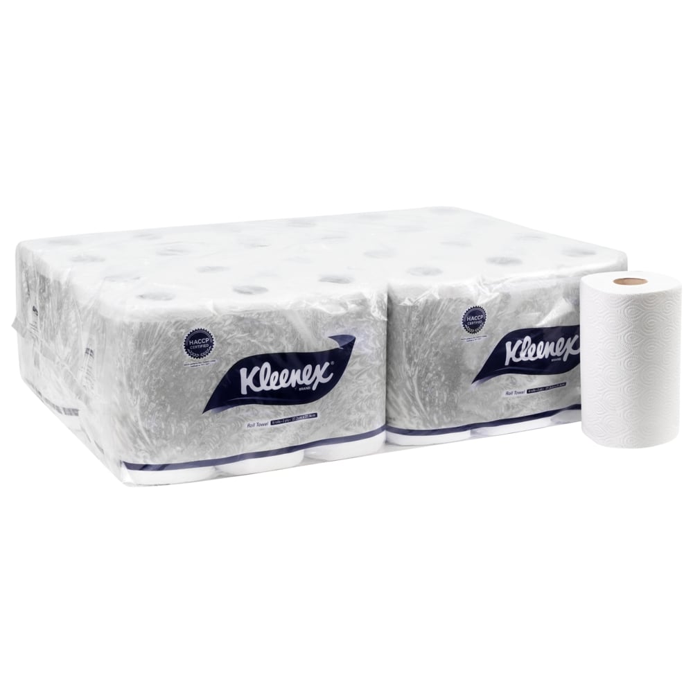 กระดาษเช็ดอเนกประสงค์แบบม้วน Kleenex® (23782), สีขาว, 4 แพ็ค / กล่อง, 6 ม้วน / แพ็ค, 100 แผ่น / ม้วน (รวม 2400 แผ่น) - S050053861