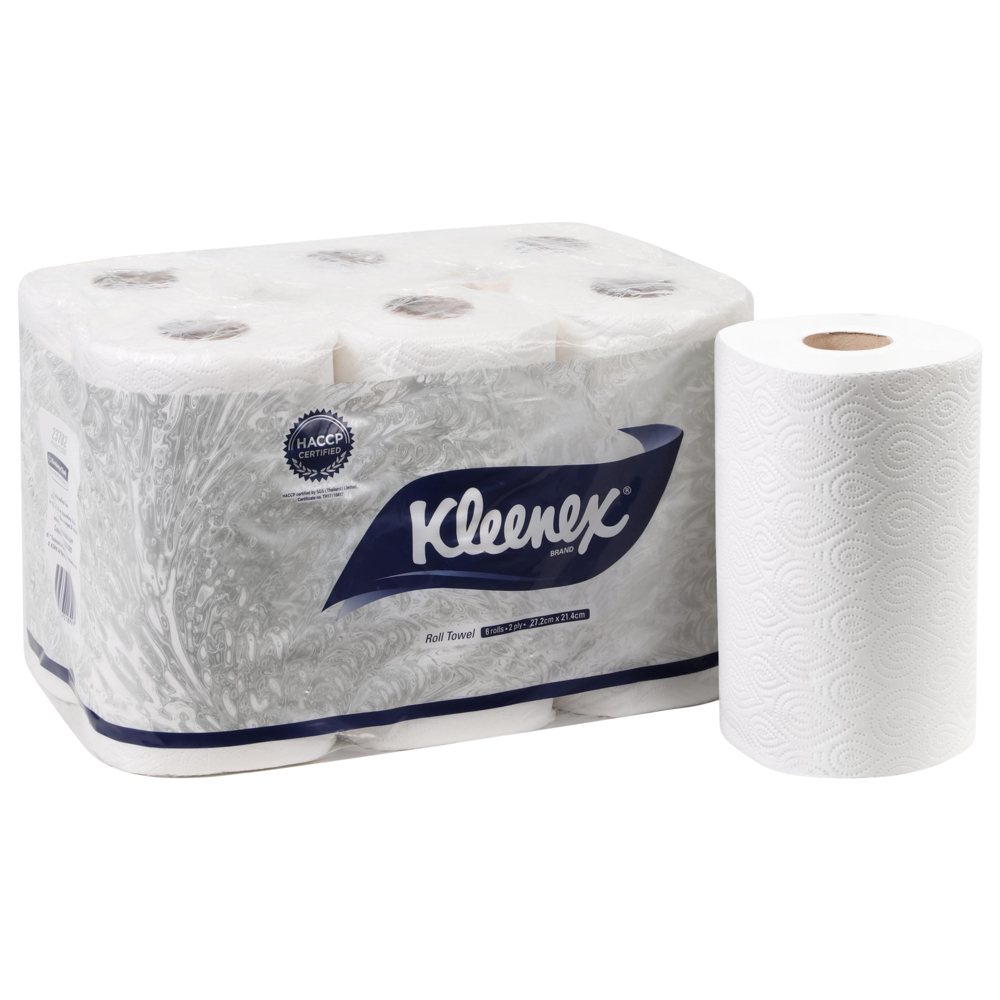 กระดาษเช็ดอเนกประสงค์แบบม้วน Kleenex® (23782), สีขาว, 4 แพ็ค / กล่อง, 6 ม้วน / แพ็ค, 100 แผ่น / ม้วน (รวม 2400 แผ่น) - S050053861
