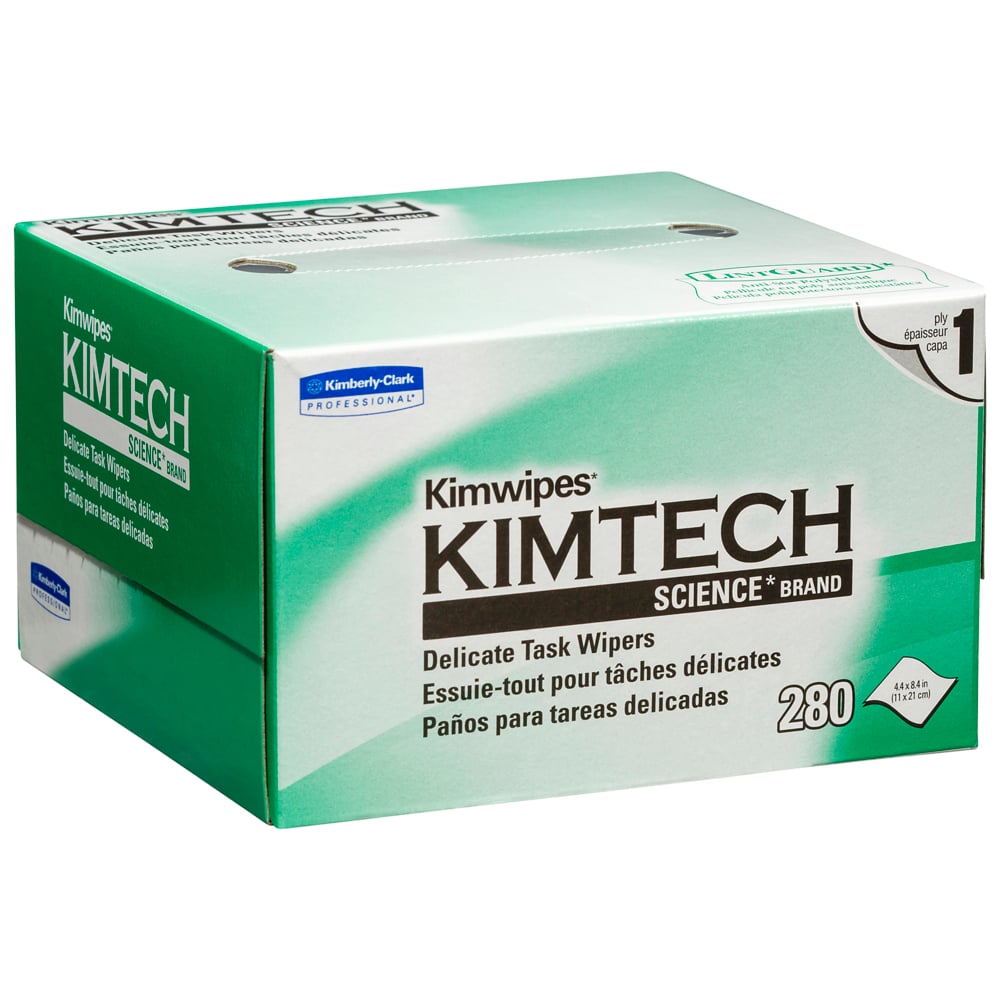 ผ้าเช็ดทำความสะอาดสำหรับงานที่บอบบาง Kimtech Science® (34120), สีขาว 1 ชั้น, 30 กล่อง / ลัง, 280 ผืน / กล่อง (8400 ผืน) - 991034120