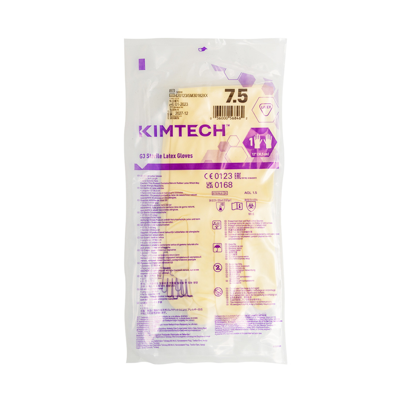 Kimtech™金特™G3无菌乳胶手套12"，7.5，乳白色，20双／袋，10袋／箱 - S062264989