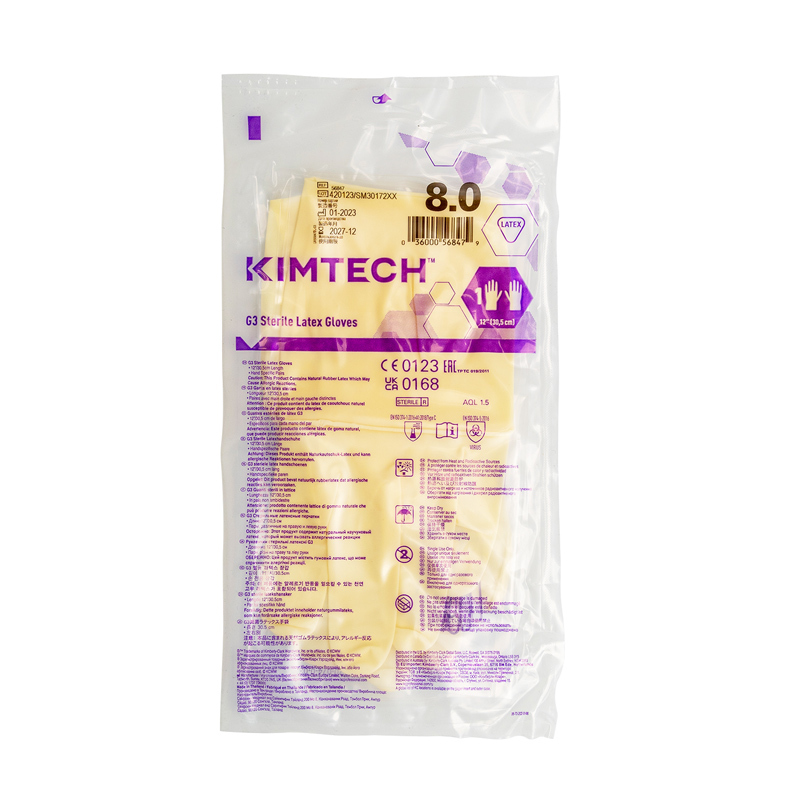 Kimtech™金特™G3无菌乳胶手套12"，8.0，乳白色，20双／袋，10袋／箱 - S062264990