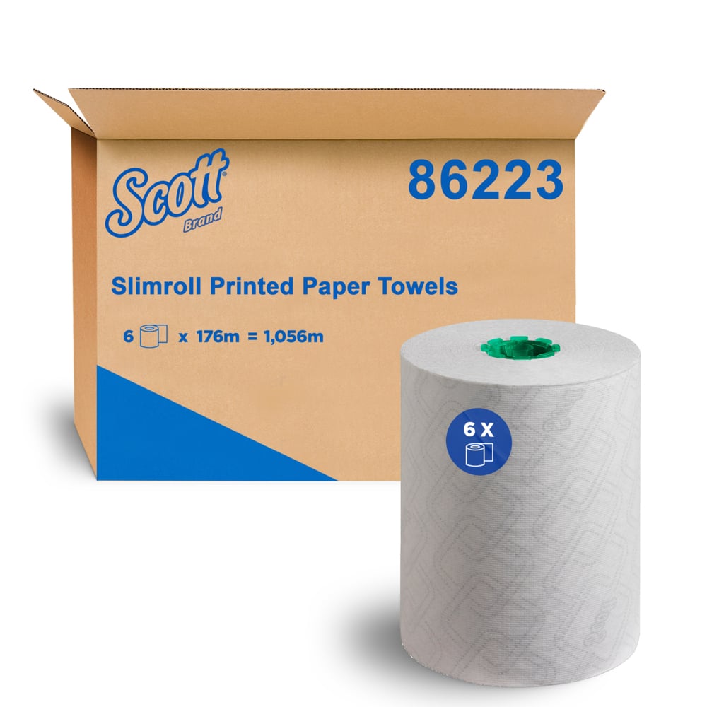 Scott® Printed Slimroll™ Paper Towels (86223), 6 Rolls / Case, 176m / Roll (1,056m) - S059796291