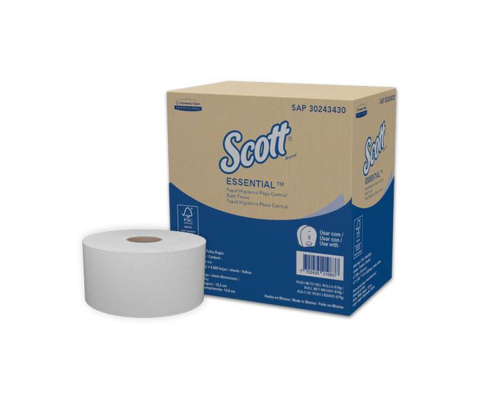 Scott® Essential Papel Higiénico De Flujo Central 30243430 - Hoja Doble - 320m/Rollo, 6 Rollos/Caja (1920m)​ - S061682427