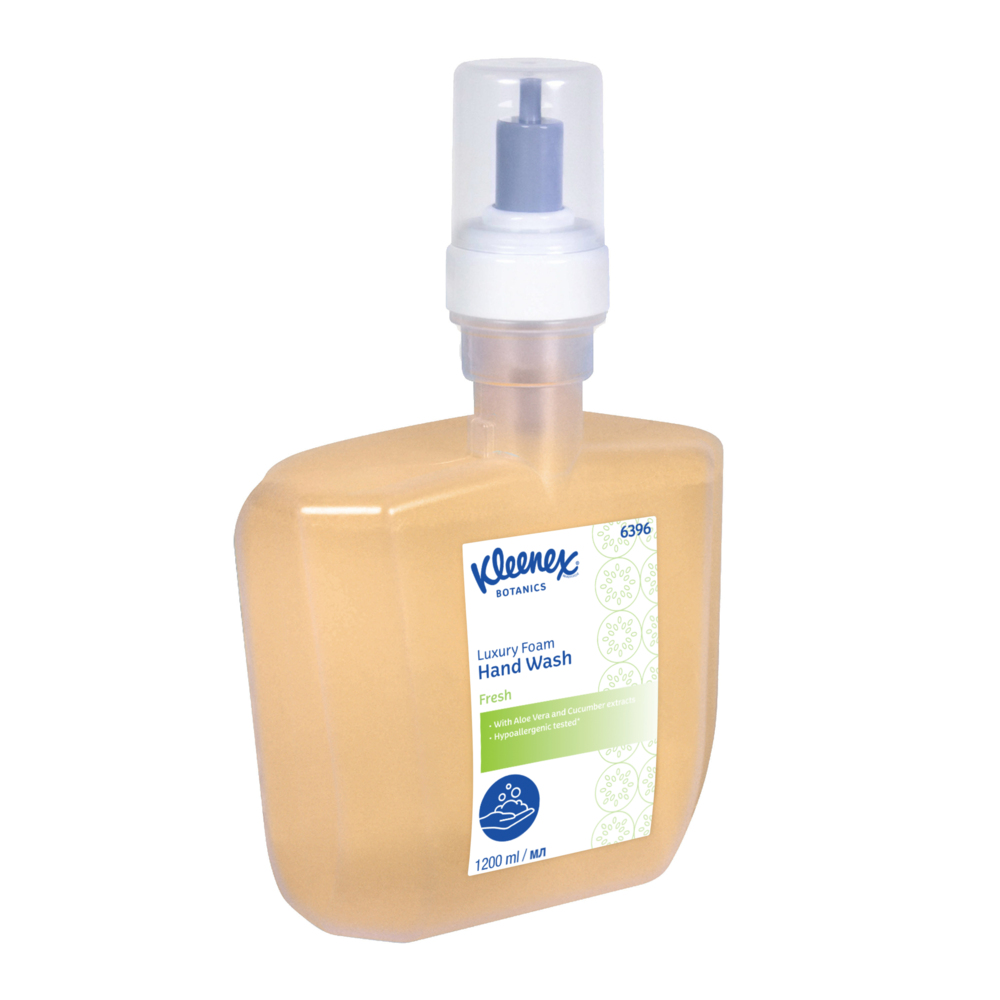 Kleenex® Botanics™ Fresh Luxury Foam Hand Wash 6396 - Scented Foaming Hand Cleanser - 4 x 1.2 Litre Clear Hand Wash Refills (4.8 Litre Total) - 6396
