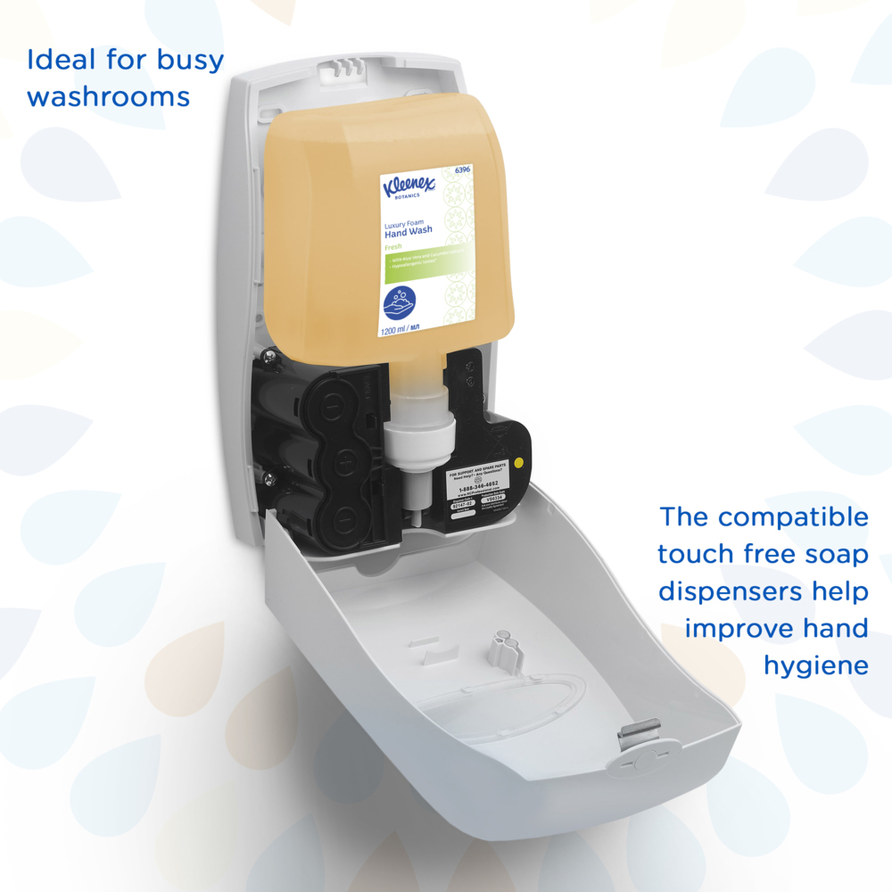 Savon mousse pour les mains Kleenex® Botanics™ Fresh 6396 - savon mousse parfumé pour les mains - 4 recharges x 1,2 litre de savon mousse transparent pour les mains (4,8 litres au total) - 6396