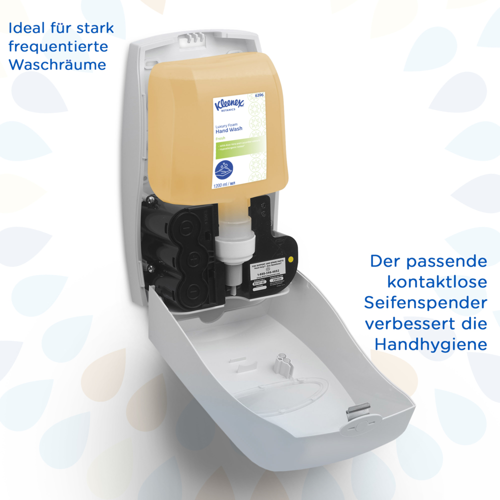 Savon mousse pour les mains Kleenex® Botanics™ Fresh 6396 - savon mousse parfumé pour les mains - 4 recharges x 1,2 litre de savon mousse transparent pour les mains (4,8 litres au total) - 6396