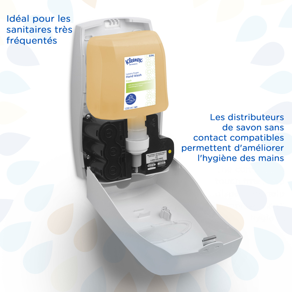 Savon mousse pour les mains Kleenex® Botanics™ Fresh 6396 - savon mousse parfumé pour les mains - 4 recharges x 1,2 litre de savon mousse transparent pour les mains (4,8 litres au total) - 6396