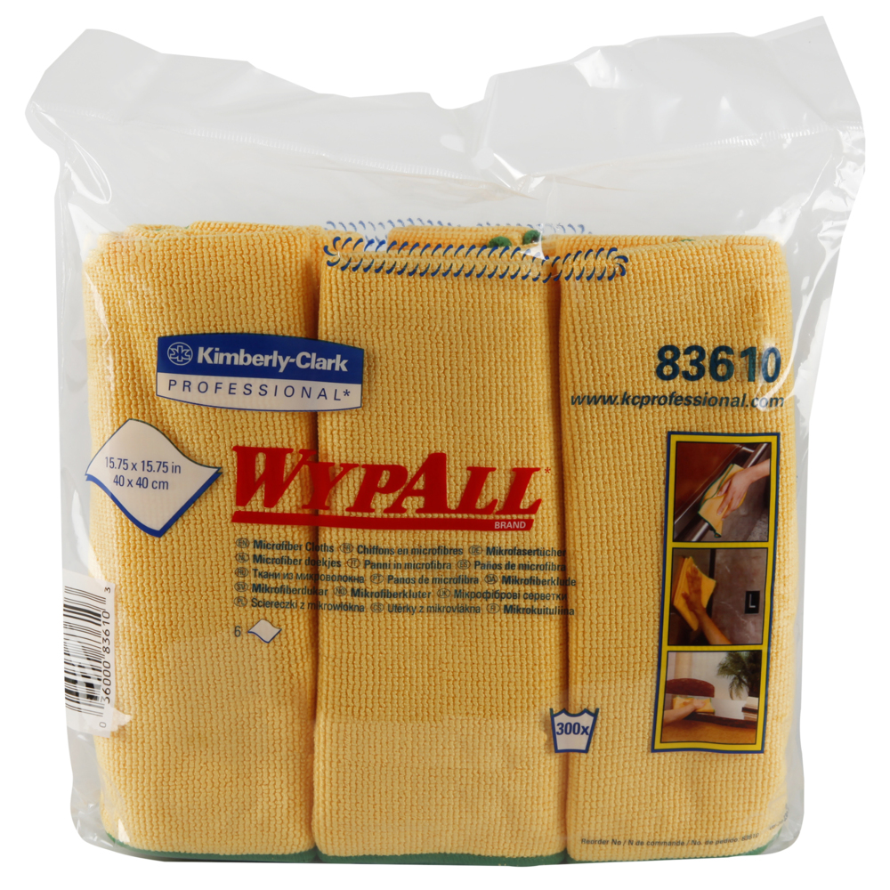 WypAll® Paños de microfibra Amarillo, 30202267, Paños de Limpieza, 4 paquetes x 24 paños (96 en total) - 991083610