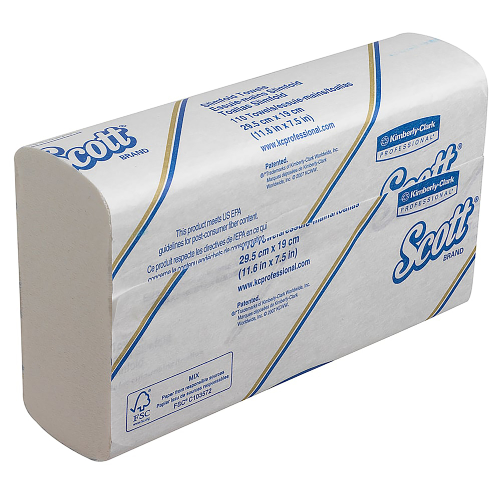 Scott® Slimfold™ Hand Towels (5856), Folded White Paper Towels, 16 Packs/Case , 110 Hand Towels / Pack (1,760 Towels) - S061449910