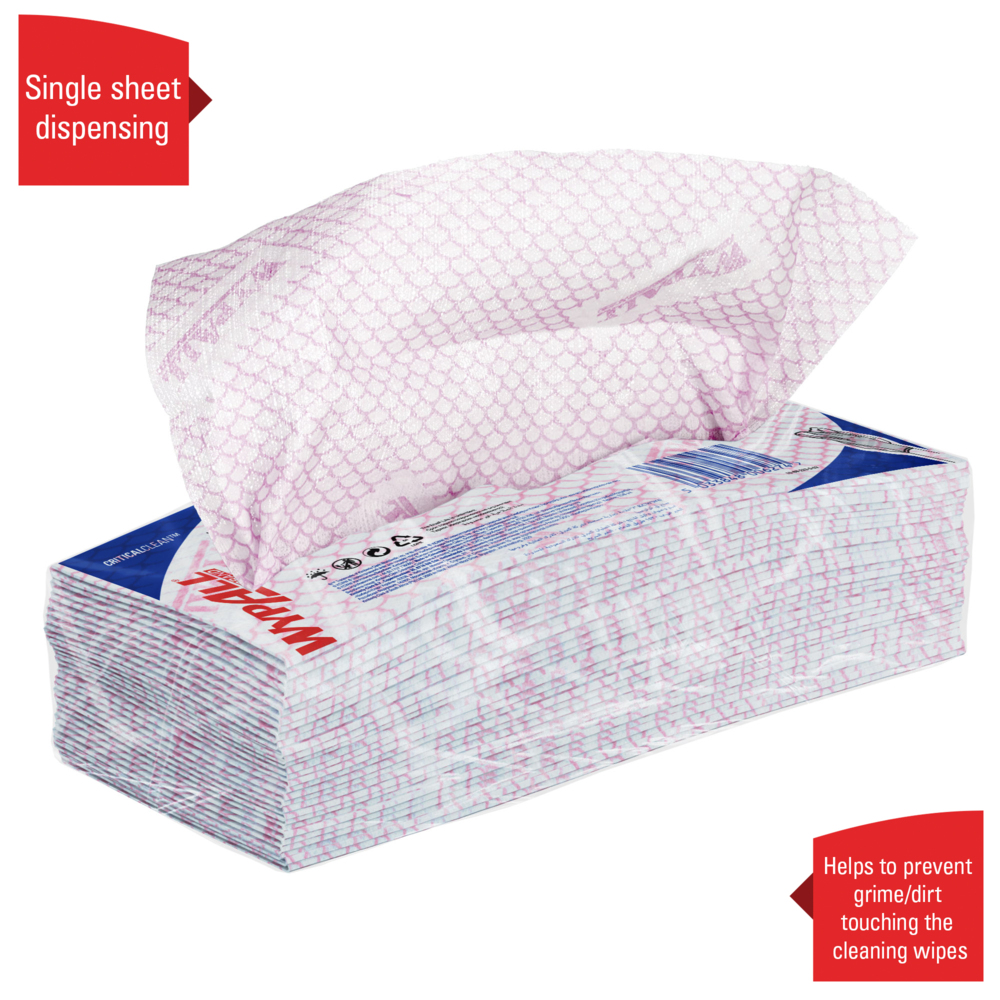 Chiffons de nettoyage à code couleur WypAll® X50 7444 - Chiffons de nettoyage rouges - 6 paquets x 50 chiffons enchevêtrés à code couleur (300 au total) - 7444