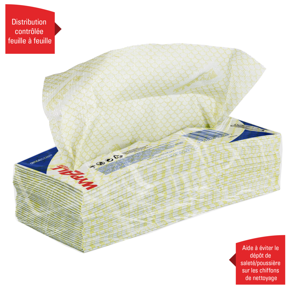 Протирочные материалы WypAll® X50 с цветовой кодировкой, код 7443, желтые, 6 упаковок x 50 салфеток со сложением Interfold (всего 300 шт.) - 7443