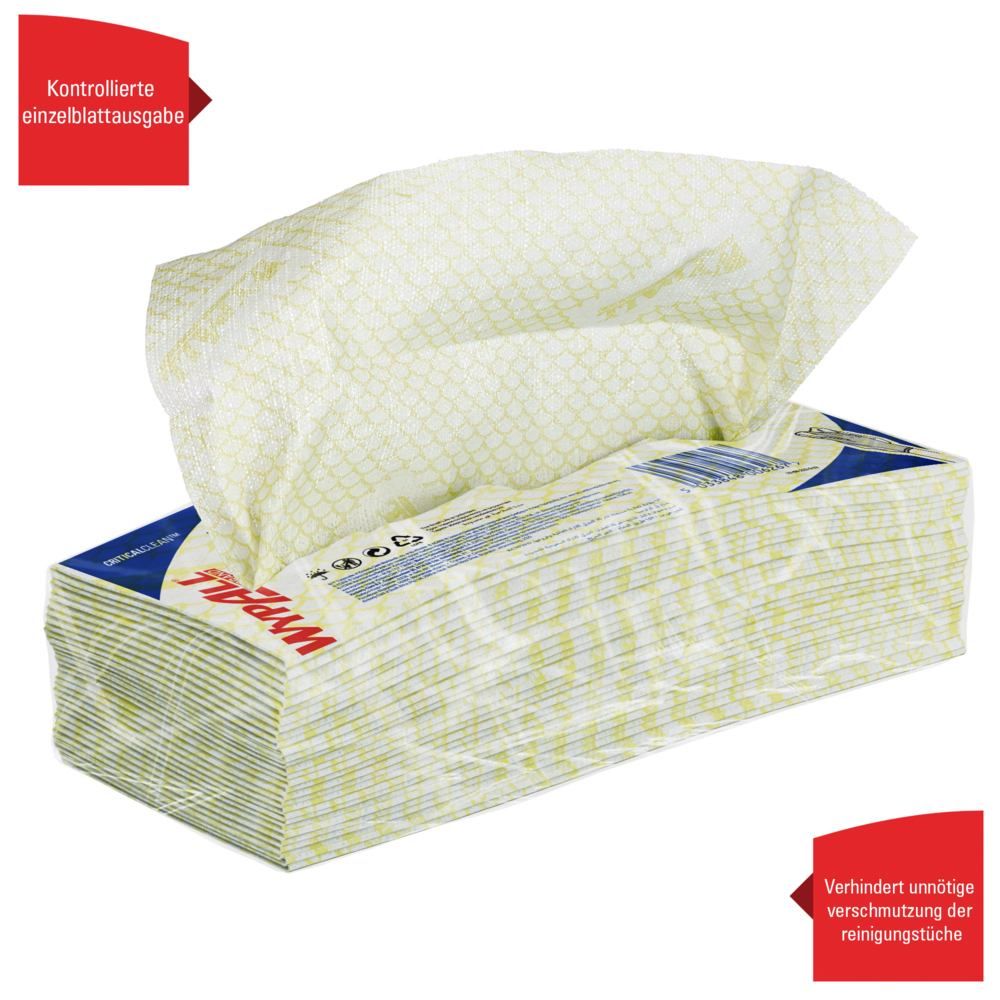 Протирочные материалы WypAll® X50 с цветовой кодировкой, код 7443, желтые, 6 упаковок x 50 салфеток со сложением Interfold (всего 300 шт.) - 7443