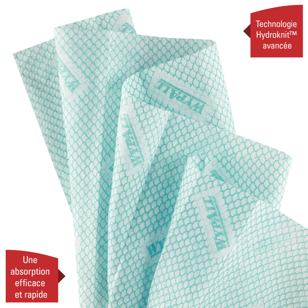 Chiffons de nettoyage à code couleur WypAll® X50 verts 7442 - 7442