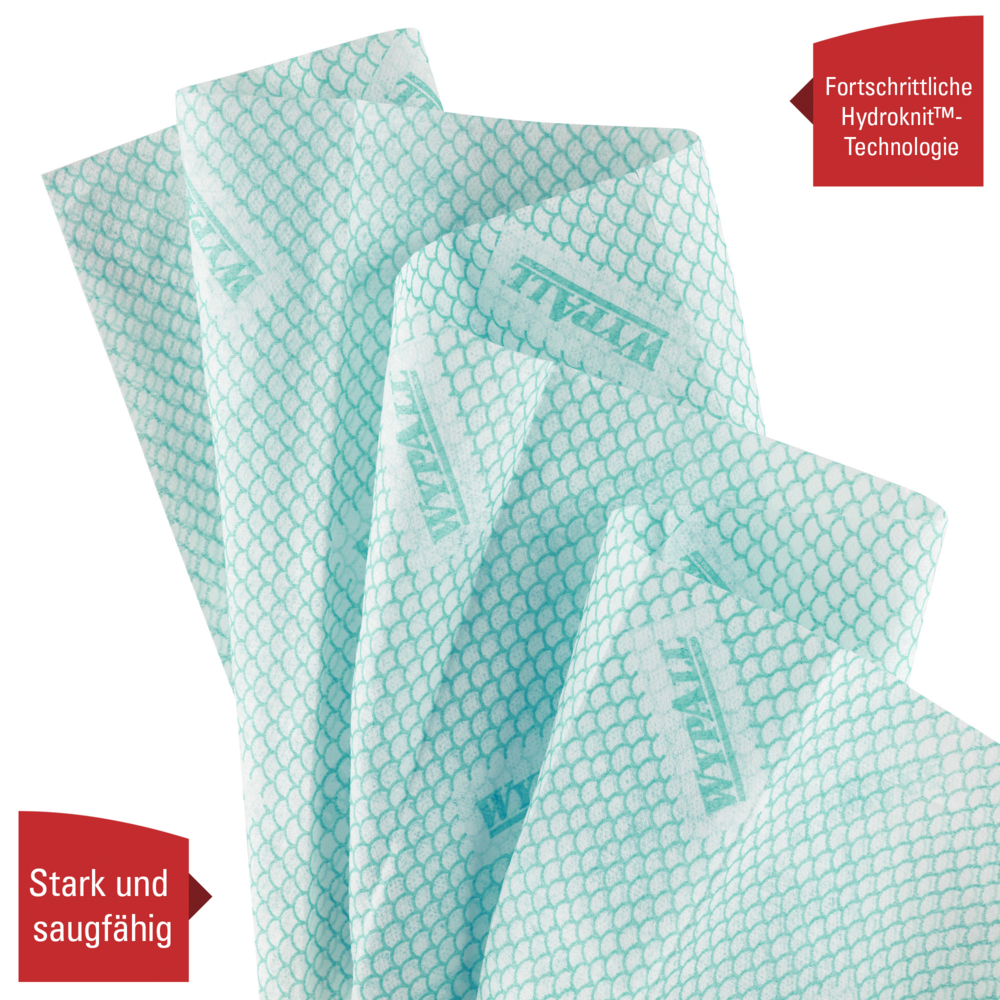 Paños de limpieza con código de color WypAll® X50 Critical Clean™ 7442 - Paños de limpieza verdes - 6 paquetes x 50 paños con código de color interplegados (300 en total) - 7442