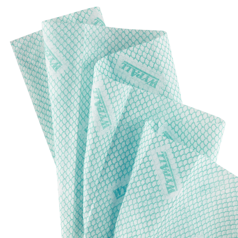 WypAll® X50 Colour Coded Cleaning Cloths 7442 - Green Wiping Cloths - 6 Packs x 50 Interfolded Colour Coded Cloths (300 total) - 7442