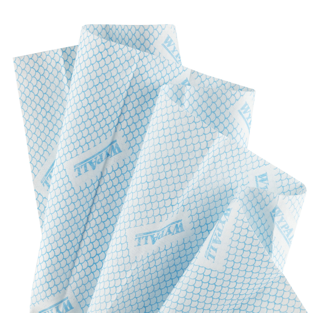 WypAll® X80 Farbcodierte Reinigungstücher 7565 – Blau – 10 Packungen x 25 Wischtücher für hohe Beanspruchung (insges. 250) - 7565