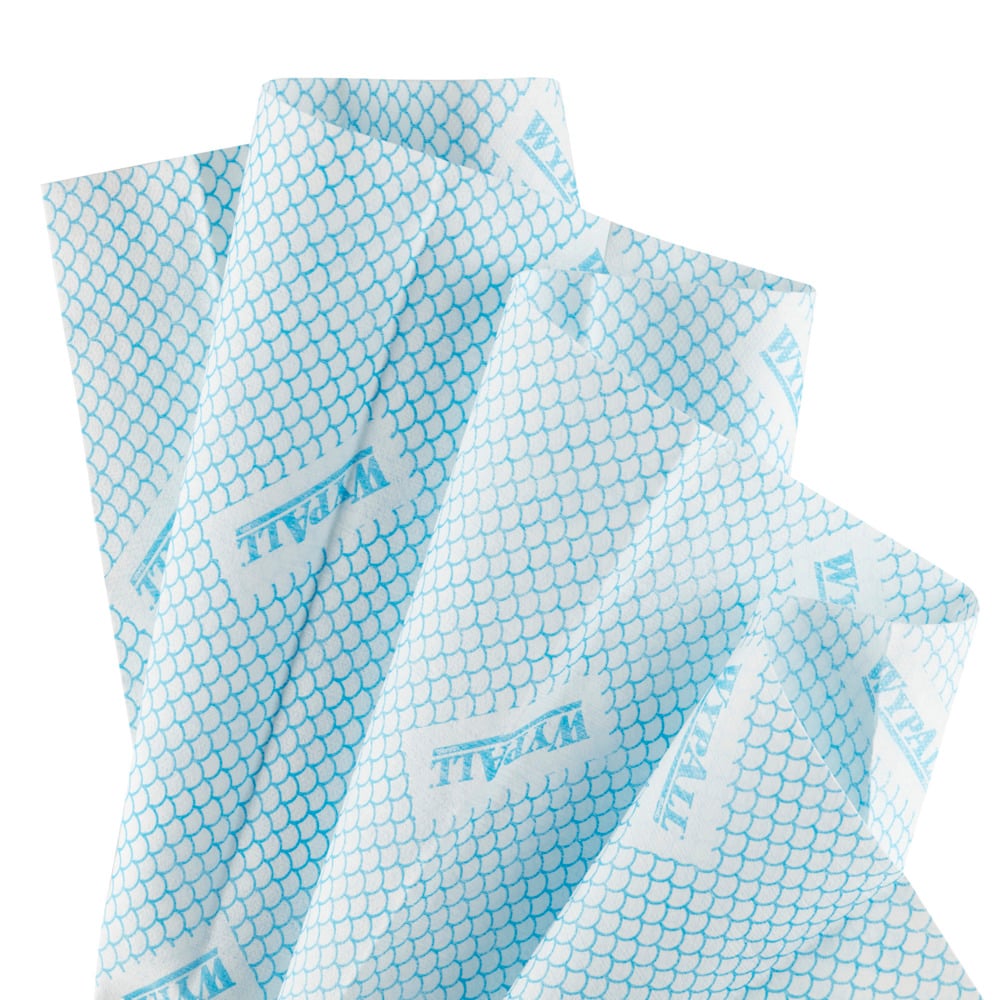 WypAll® X80 Critical Clean™ Colour Coded Cleaning Cloths 7565 - Blue Wiping Cloths - 10 Packs x 25 Heavy Duty Cleaning Wipes (250 total) - 7565