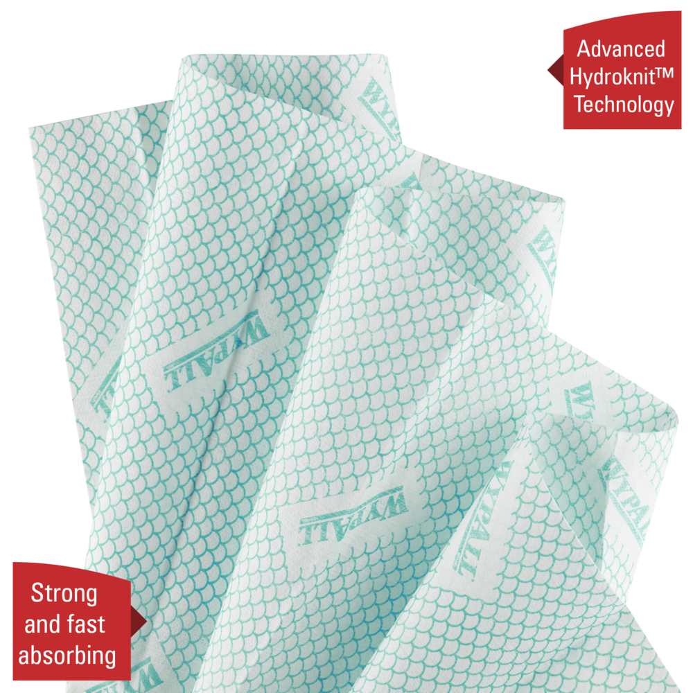 Paños de limpieza con código de color WypAll® X80 Critical Clean™ 7566 - Paños verdes - 10 paquetes x 25 paños de limpieza de alta resistencia (250 en total) - 7566
