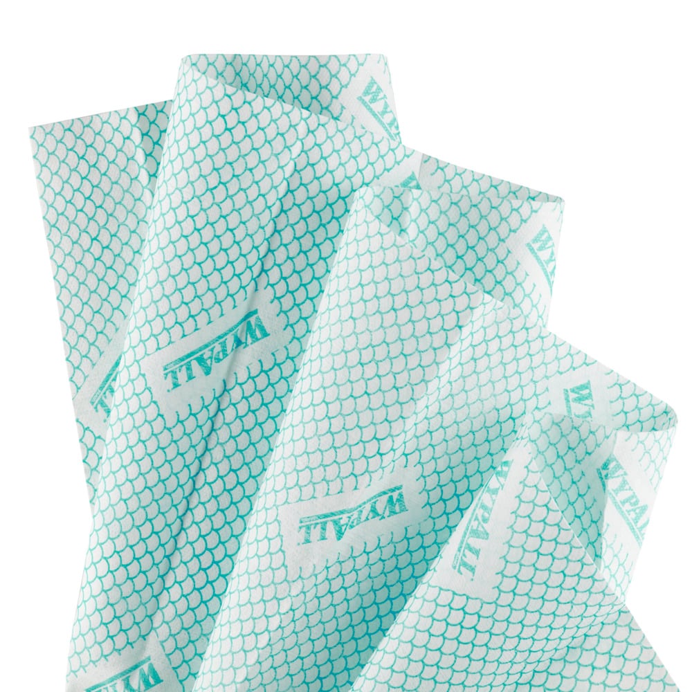 WypAll® X80 Critical Clean™ Colour Coded Cleaning Cloths 7566 - Green Wiping Cloths - 10 Packs x 25 Heavy Duty Cleaning Wipes (250 total) - 7566