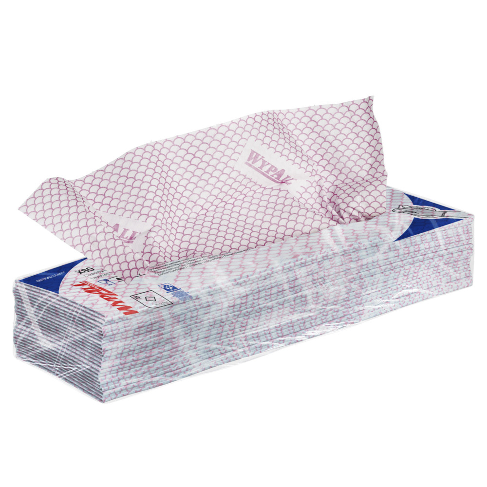 WypAll® X80 Critical Clean™ Farbcodierte Reinigungstücher 7568 – Rote Reinigungstücher – 10 Packungen x 25 Reinigungstücher für hohe Beanspruchung (insges. 250) - 7568